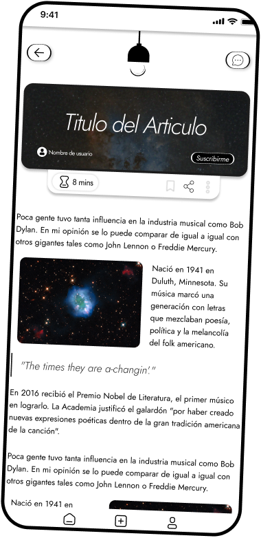 Interfaz de Kio Lector para descubrir contenido